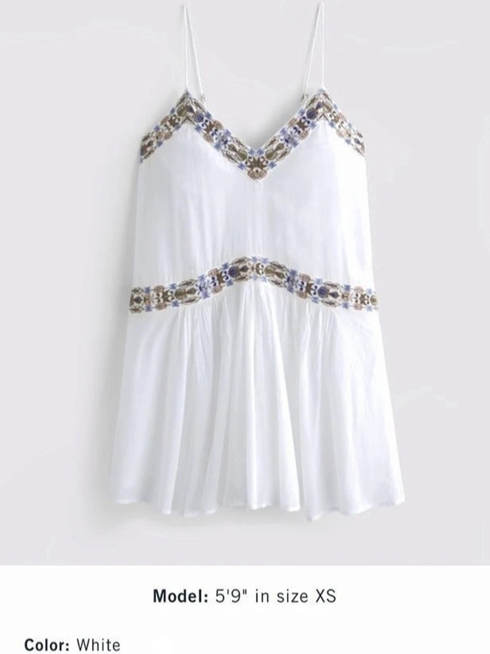 Abercrombie & Fitch V-Neck Flowy Mini Dress White Size XL Brand new, never worn.